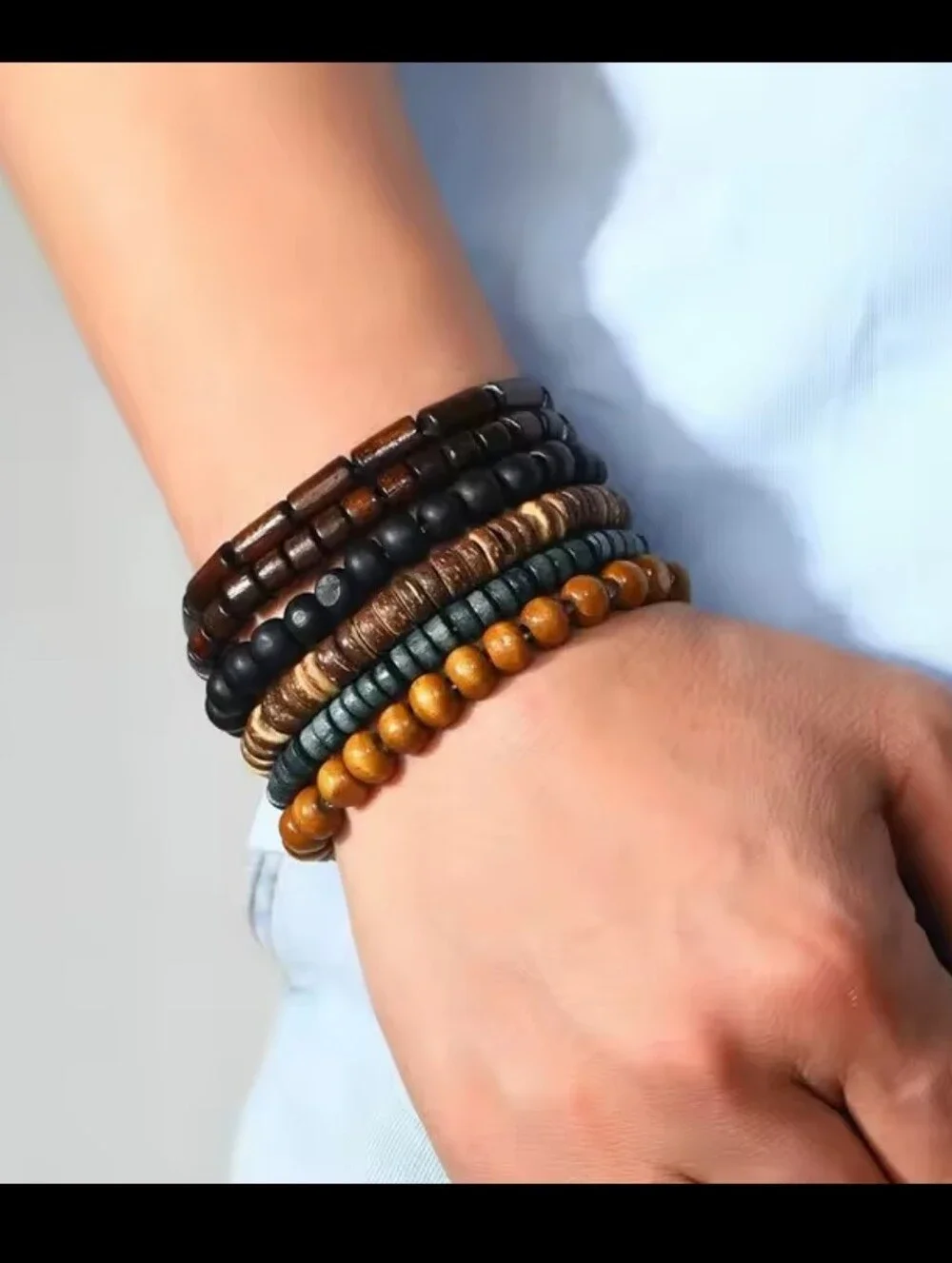 Men's‎ Beaded Bracelets Set 6pc Beads Jewelry New G11